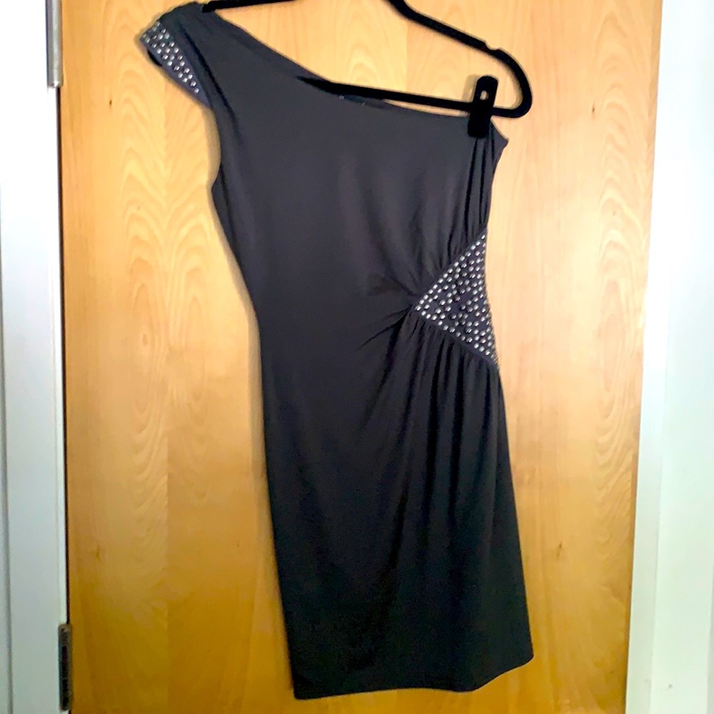 Grey off the shoulder mini dress